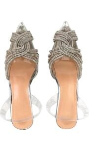 SHEMEE Women's Clear Stiletto High Heel Pumps Pointed Toe Transparent PVC Thin Heels Elegant Court Shoes