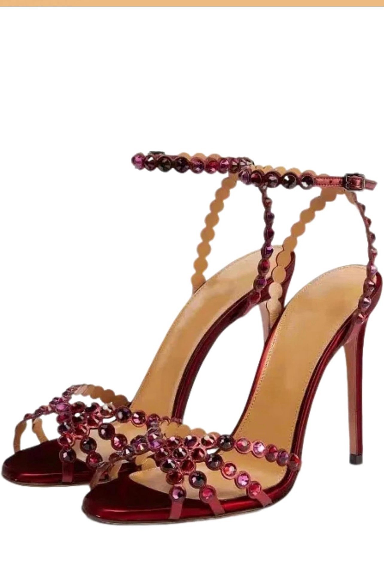Women's Rhinestone Strappy Open Toe Stiletto Heels Sparkling Rhinestones Sexy and Elegant Perfect for Special Occasions